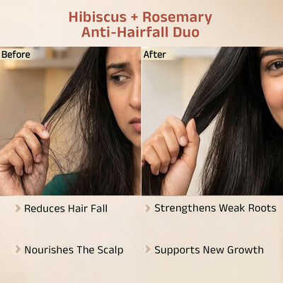 Hibiscus + Rosemary Anti-Hairfall Combo With Oil & Serum