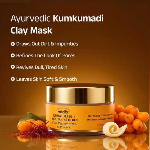 Kumkumadi + Sea Buckthorn Glow Ritual Clay Mask
