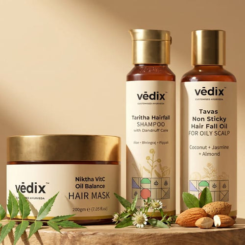 Niktha Dandruff Defense Regimen With Hair Mask, Shampoo & Hair Oil
