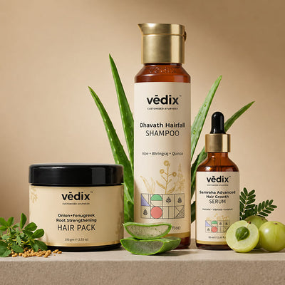 Root Strengthening Hair Fall Control Regimen With Hair Pack, Shampoo & Serum