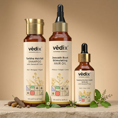 Taritha Dandruff Control & Shine Regimen With Shampoo, Hair Oil & Serum