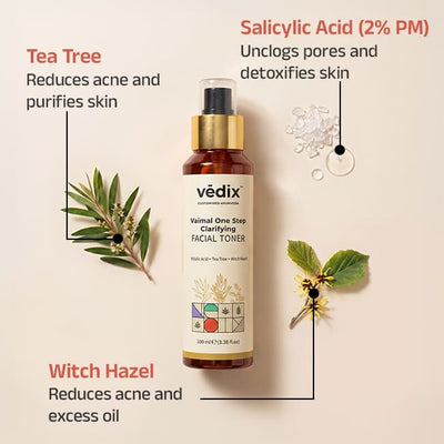 Vaimal Pore Clarifying Regimen With Toner, Serum & Clay Mask
