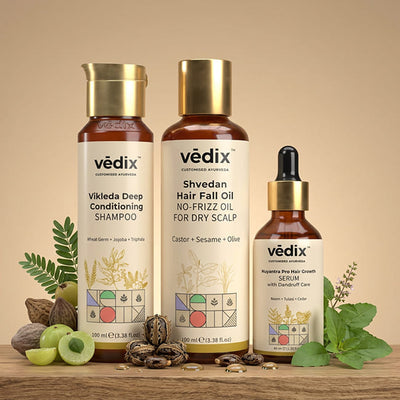Vikleda Dry Scalp Nourishment Regimen With Shampoo, Hair Oil & Serum
