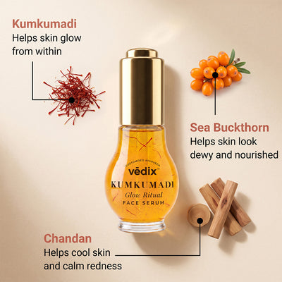 Kumkumadi + Sea Buckthorn Glow Ritual Combo With Cleanser, Serum & Moisturiser